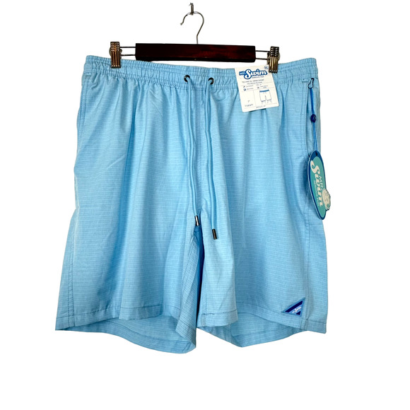 Mr. Swim Pastel Blue Striped Technical Swim Short NWT Size 2XL - Picture 2 of 9